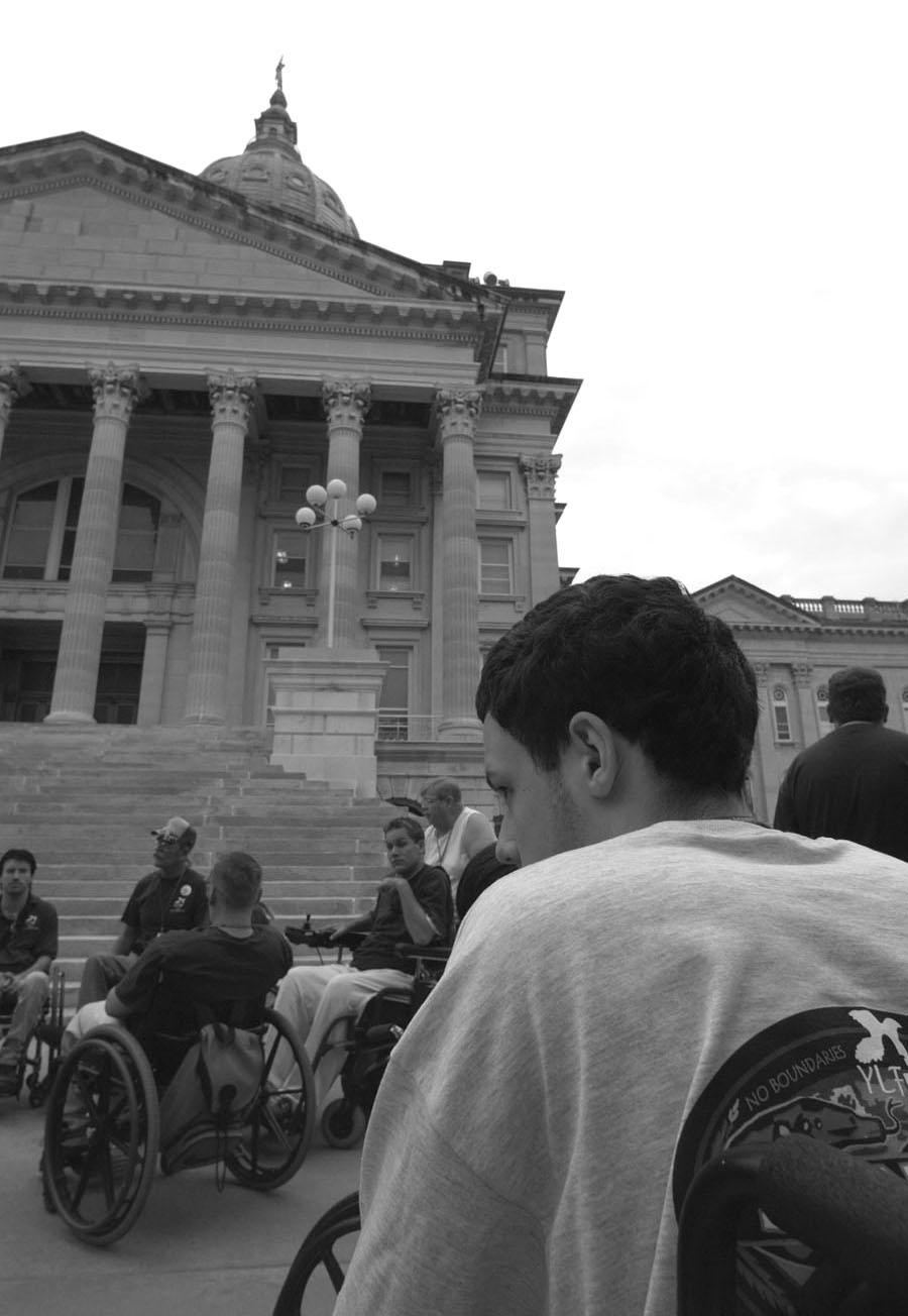 A KSYLF delegate sits in front of the Capitol